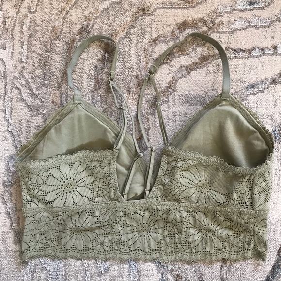 NWOT Aerie Being Lace Back Double Straps Sage Bralette Size L - Picture 2 of 10